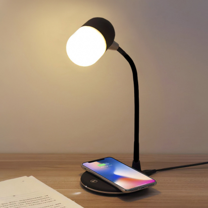 smartasaker.se | Bordslampa med högtalare & Qi-laddning