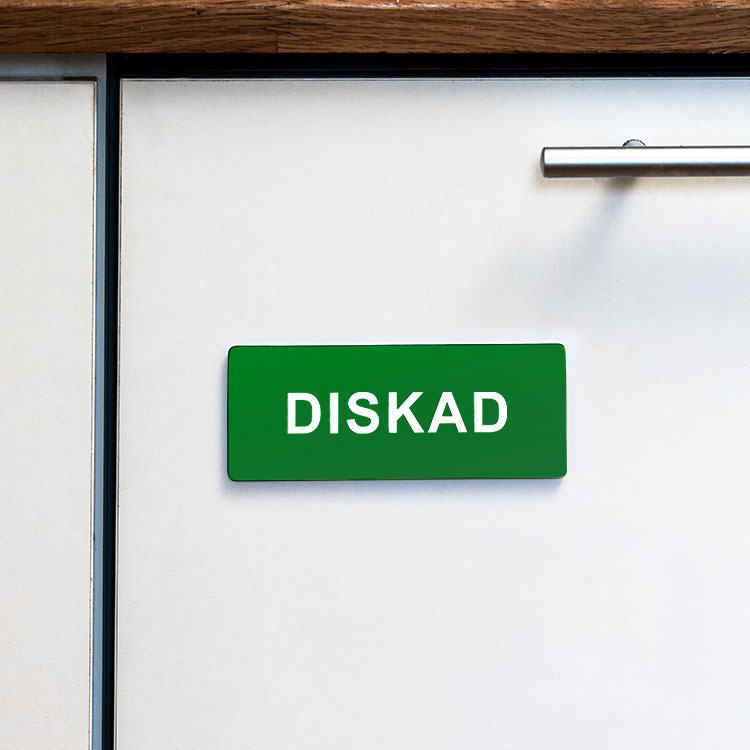 Diskmagnet, Röd/Grön, Diskad/Odiskad, Vit text