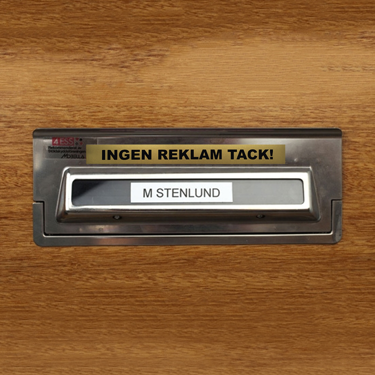 Magnetskylt Ingen Reklam Tack, Guld