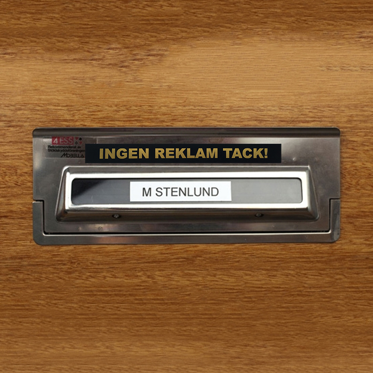 Magnetskylt Ingen Reklam Tack, Svart guld