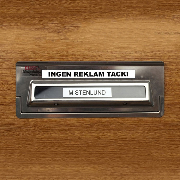 Magnetskylt Ingen Reklam Tack, Vit