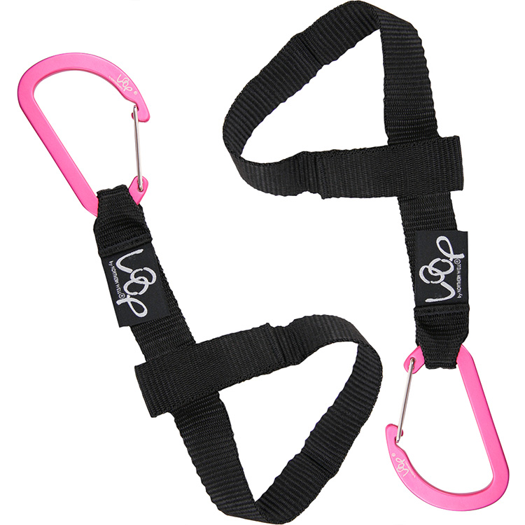 Loop fästband med karbinhake 2-pack, Rosa