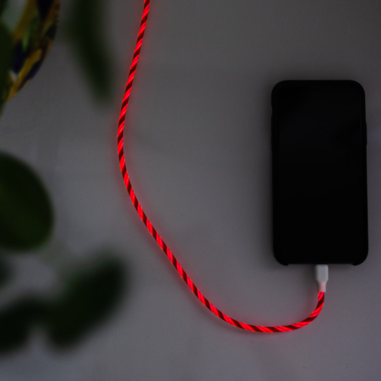 Läs mer om USB-kabel med synlig ström, Apple Lightning Röd