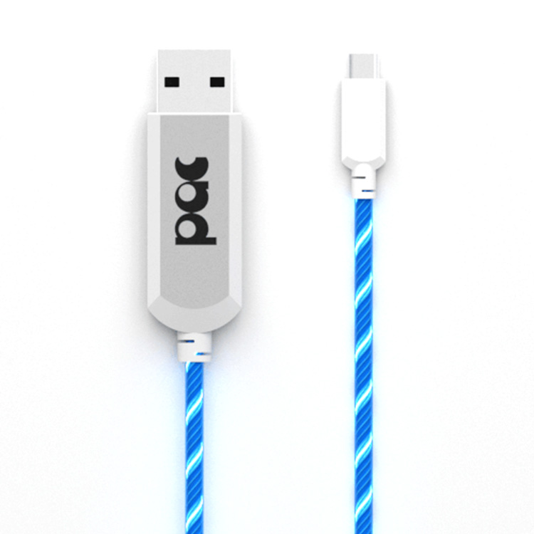 USB kabel med synlig ström, Micro USB Blå USB kabel med synlig ström, Micro USB Blå