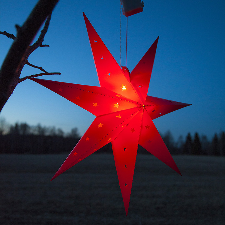 Läs mer om Batteridriven julstjärna för utomhusbruk, Röd