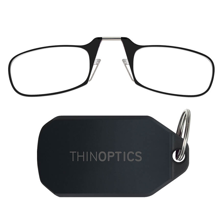 Läs mer om Hopfällbara läsglasögon med nyckelring, Svart +1.0