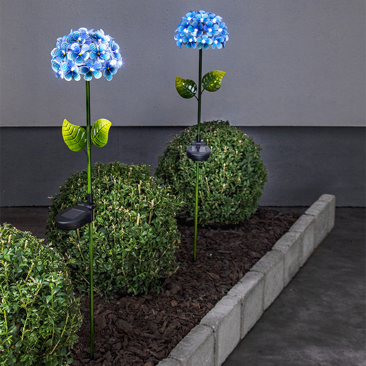 Solcellsblomma på spett, Hortensia