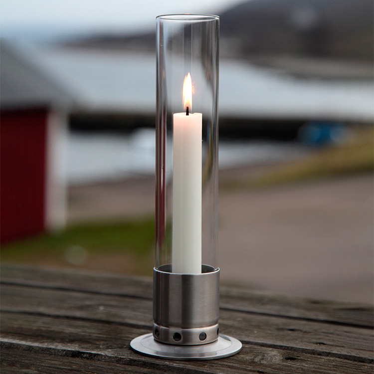 Läs mer om Ljusstake med stormglas Original, Rostfritt stål