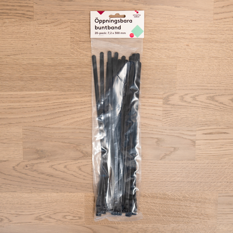 Öppningsbara buntband 20-pack, Svart 30 cm