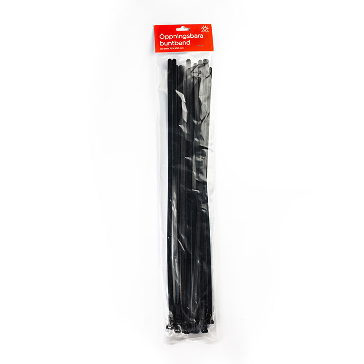 Öppningsbara buntband 20-pack, Svart 45 cm