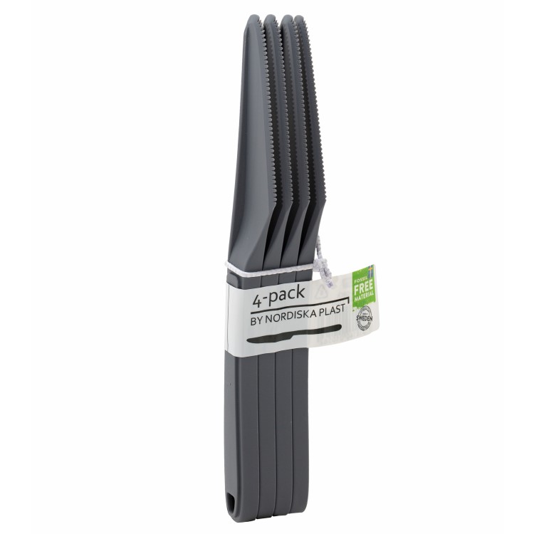 Bestick i ECO-plast, 4-pack Kniv Grå