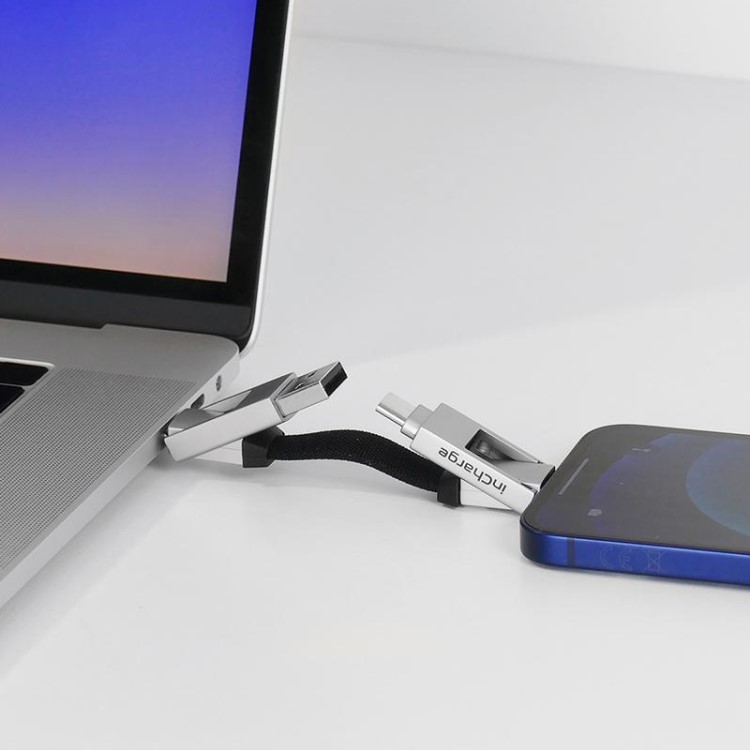 Multi USB-kabel till nyckelknippan, Silver