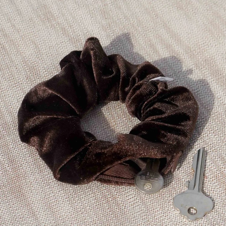 Scrunchie med ficka, Velvet Brun