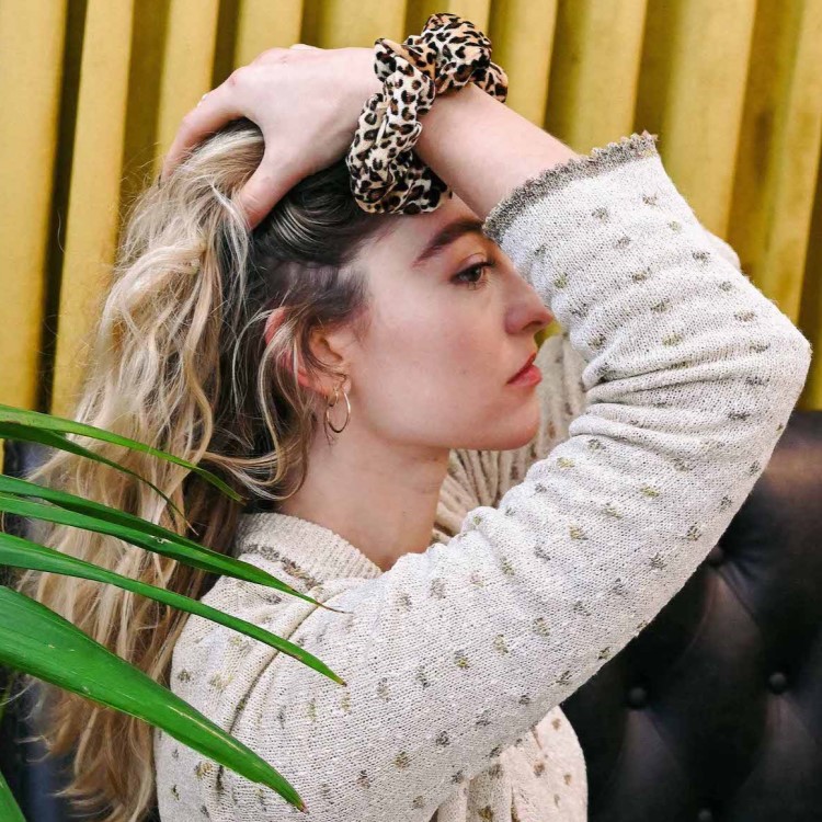 Scrunchie med ficka, Velvet Leopard