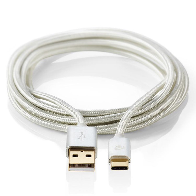 Lång USB-kabel i tyg, USB-C 2 m