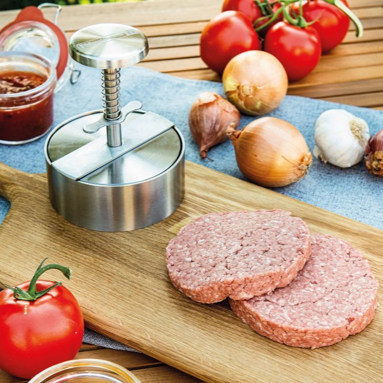 Läs mer om Hamburgerpress i rostfritt stål