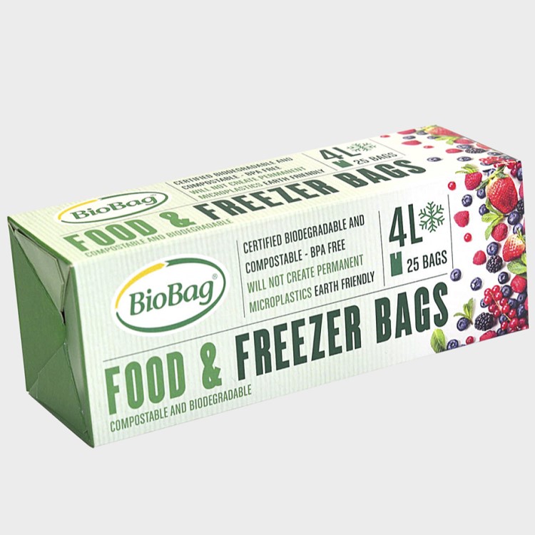 Nedbrytbara fryspåsar BioBag, 4 liter, 25-pack