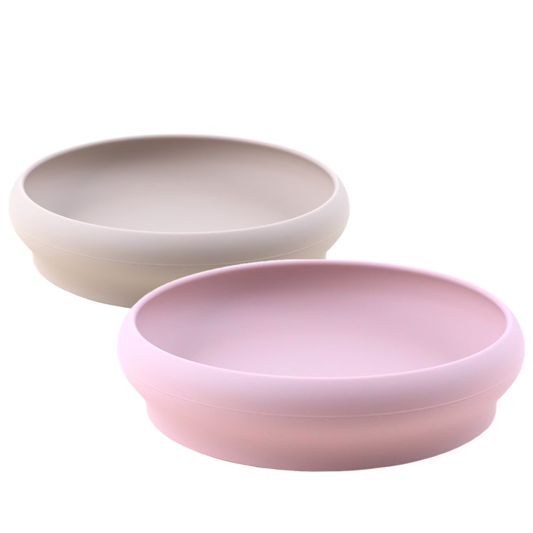 Barntallrik med hög kant 2-pack Rosa/Beige