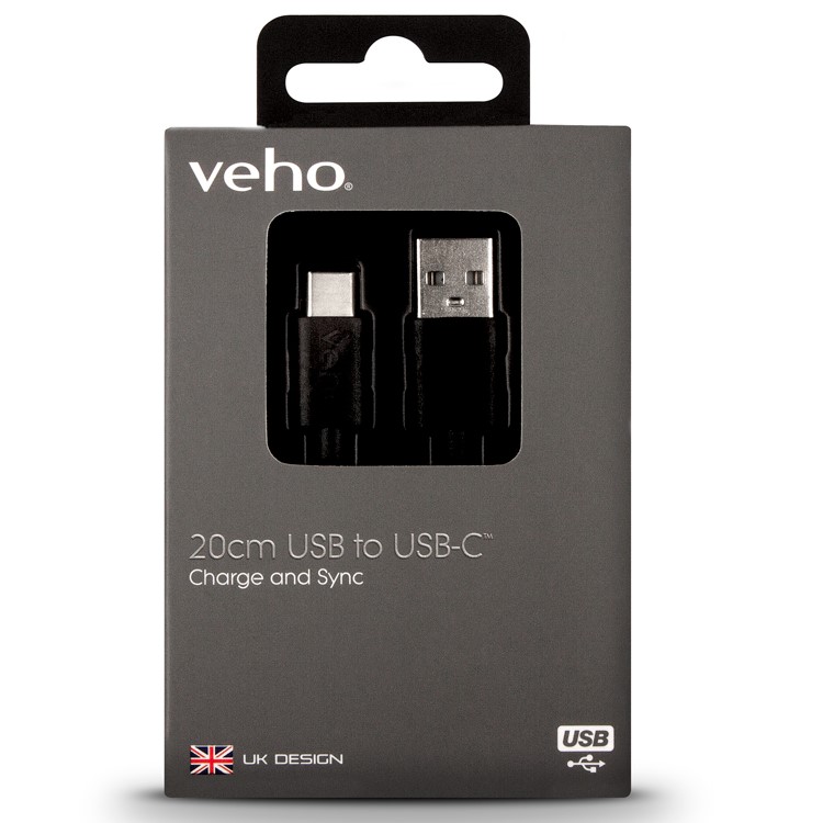 Kort USB-kabel 20 cm, USB-A till USB-C