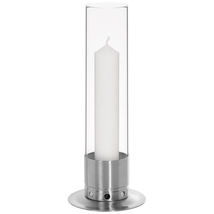 Ljusstake med stormglas Large, Rostfritt stål