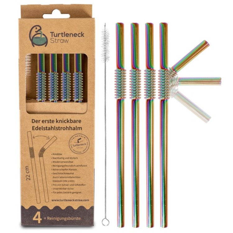 Böjbara metallsugrör, Regnbåge 4-pack