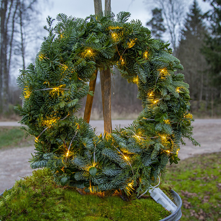 Transparent ljusslinga ute och inne