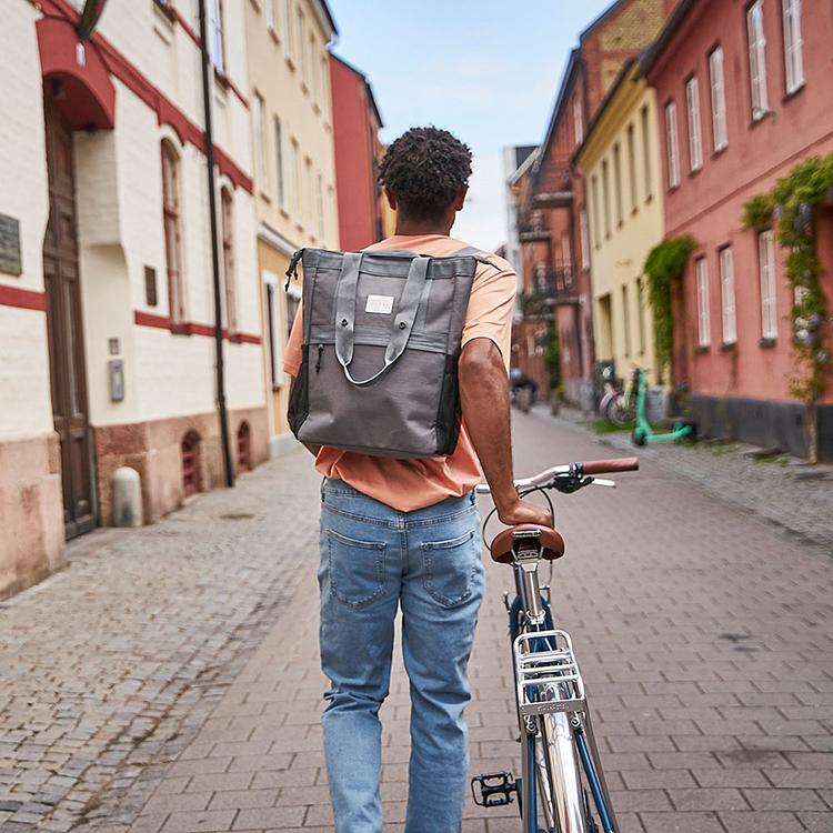 Ryggsäck och axelväska för cykeln, Grå