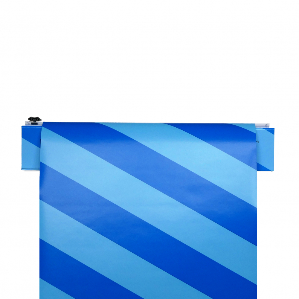 Presentpapper i box med skärklinga, Blå 38 cm