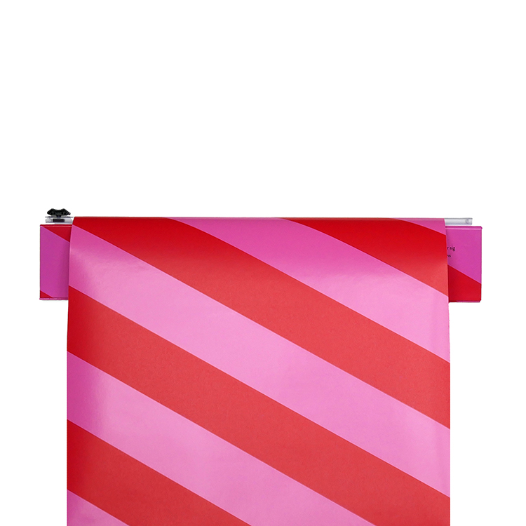 Presentpapper i box med skärklinga, Röd/Rosa 38 cm