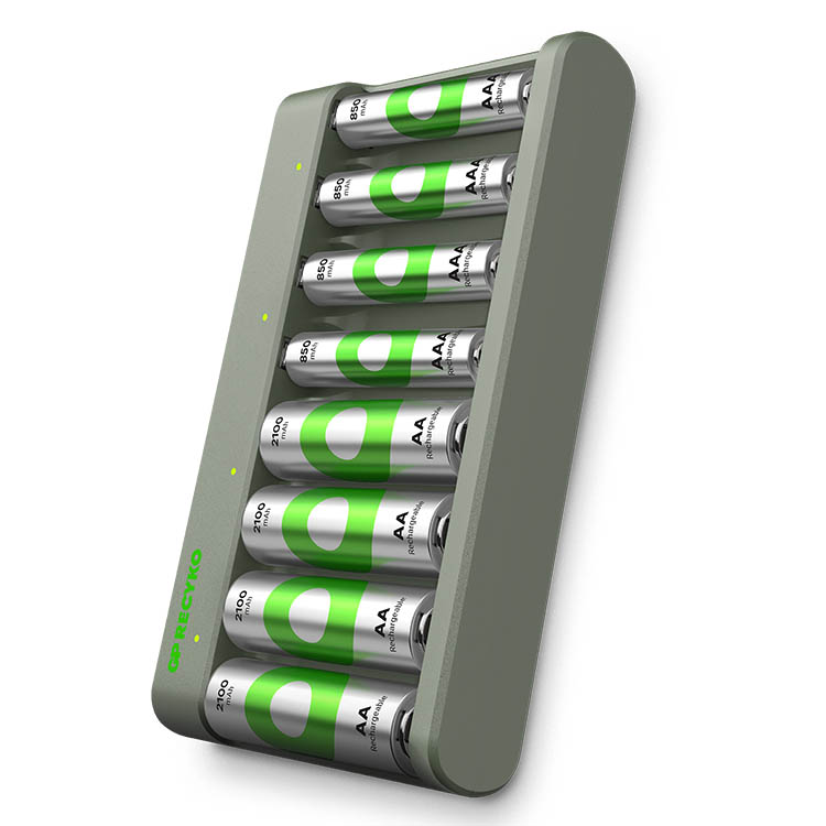 Batteriladdare med batterier, GP ReCyko
