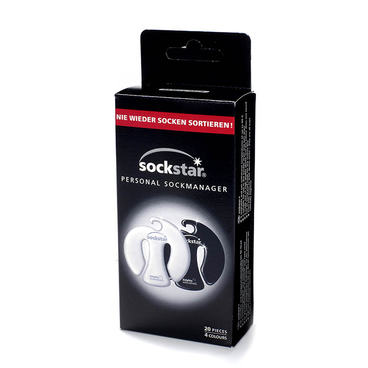 Strumpklämmor Sockstar 20-pack, Svart/vit/grå/rosa