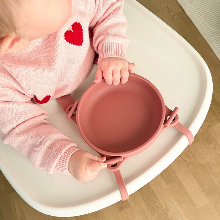 Barnsk&aring;l med sugpropp och sp&auml;nnband, Rosa