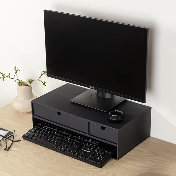 Skärmställ med lådor, Svart | Hemmet - Hemmakontor | Pryloteket