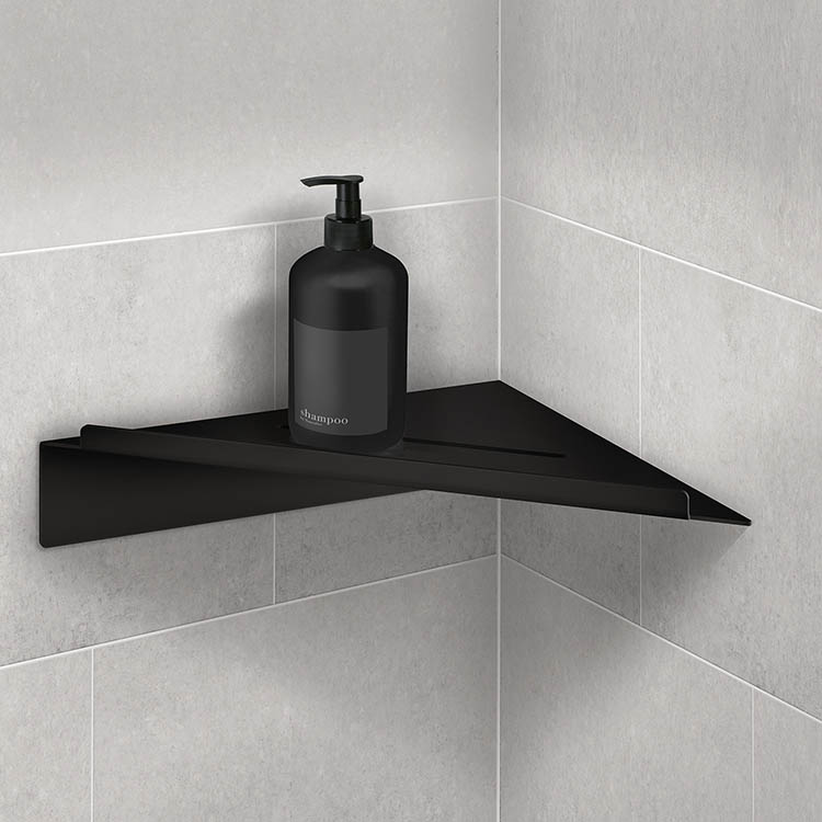 Självhäftande hörnduschhylla, Smedbo, Svart