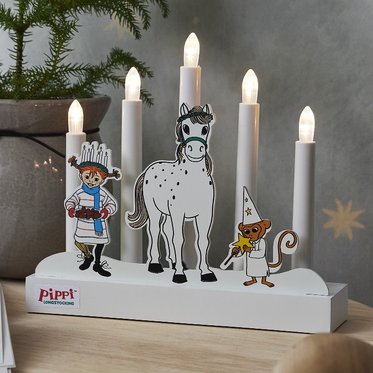 Batteridriven Pippi-adventsljusstake 