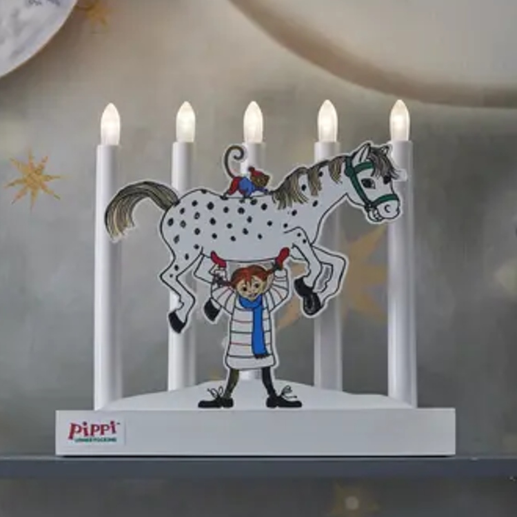 Batteridriven Pippi-adventsljusstake 