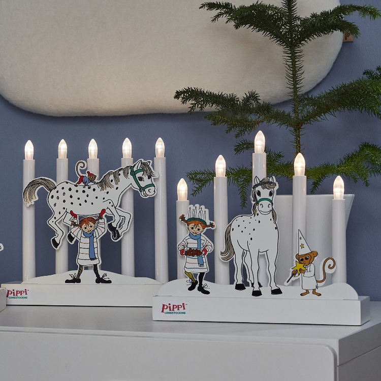 Batteridriven Pippi-adventsljusstake 
