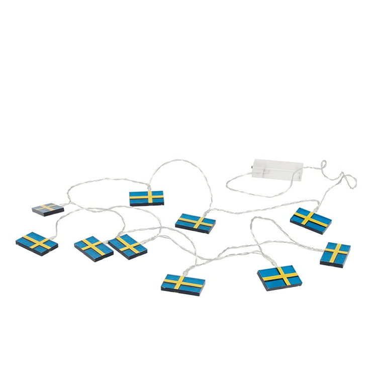 Ljusslinga med svenska flaggor