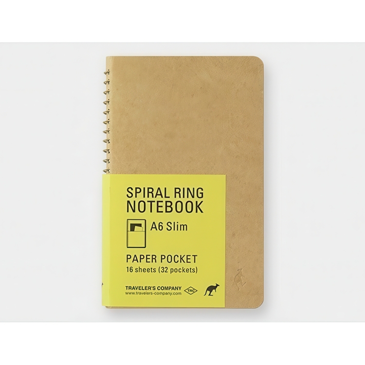 Anteckningsbok med fickor, SPIRAL PAPER POCKET A6 SLIM, Traveler's Comapany, Natur