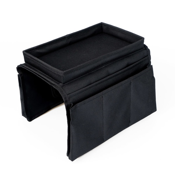Armstödsbricka med förvaringsfickor, SOFA MASTER, Svart