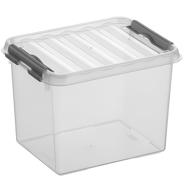 Ask / Låda, Hög, 3L, Q-LINE SMALL BOX, 20 x 15 x H 14 cm, Klar / Silvergrå