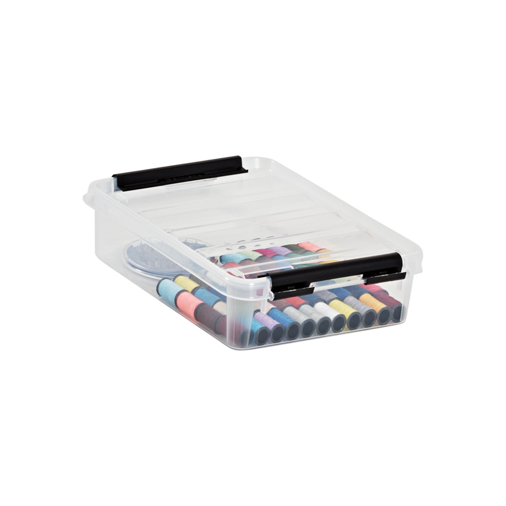 Ask / Låda, SMARTSTORE 1L, CLASSIC, 21 x 17 x H 6 cm, Klar / Svart