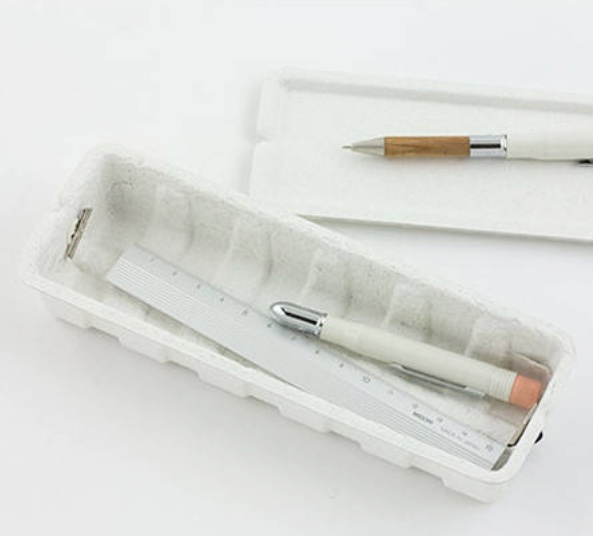 Ask av återvunnet papper, MIDORI PULP PEN STORAGE, vit