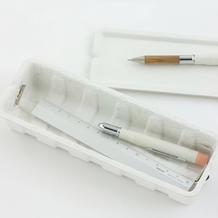 Ask av återvunnet papper, MIDORI PULP PEN STORAGE, vit