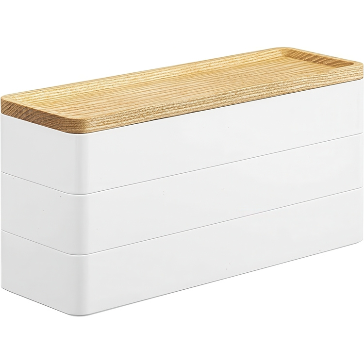 Ask för smycken, Långsmal, RIN 3-TIER ACCESSORY HOLDER, Yamazaki, Vit / Natur