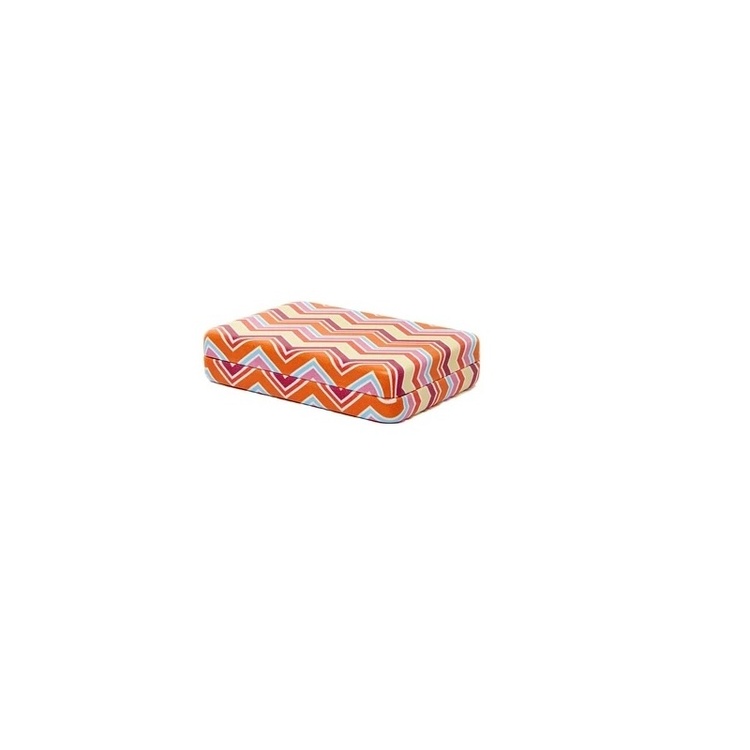 Ask med spegel, PORTABLE JEWELRY CASE STRIPPED, 10 x 7 x 2 cm, Orange