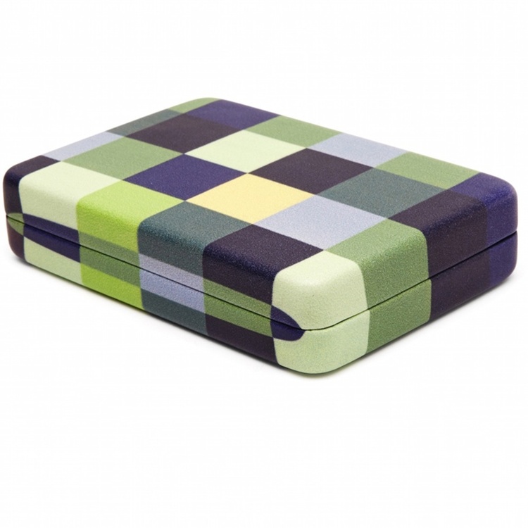 Ask med spegel, PORTABLE JEWELRY CASE, 10 x 7 x 2 cm, Blå-grön