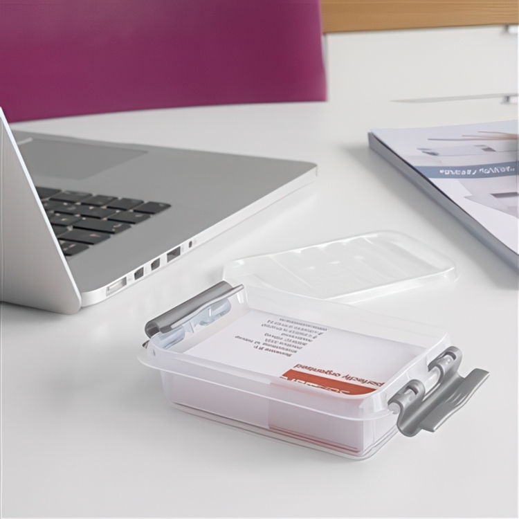 Ask XXS, 0,2 L, Q-LINE MINI BOX, 12 x 7,7 x H 3 cm, Klar / Silvergrå