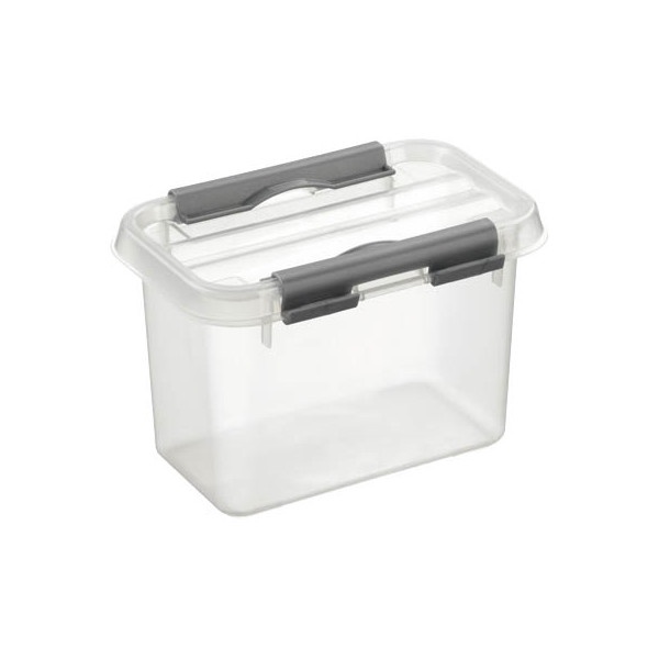Ask, 0,8L, Q-LINE SMALL BOX, 15 x 10 x H 10,8 cm, Klar / Silvergrå