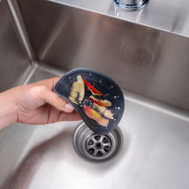Avloppssil i smidig silikon, UNIVERSAL DRAIN FILTER, Ã˜ 12 cm, Svart